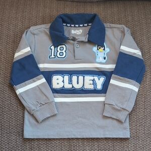 Bluey Kids Polo Shirt - Gray and Navy